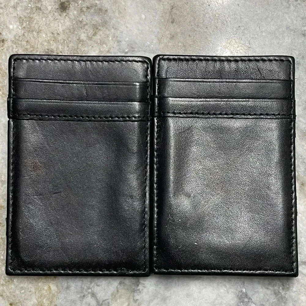 J.Crew Black Men's Pebbled Leather Magic Wallet